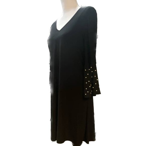 MSK LBD Faux Pearls V-Neck Keyhole Back Holiday Party Girly Dress Black Women S - Picture 3 of 5